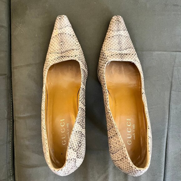 Vintage Gucci Snakeskin Heels Size 37 1/2 C - Picture 3 of 14